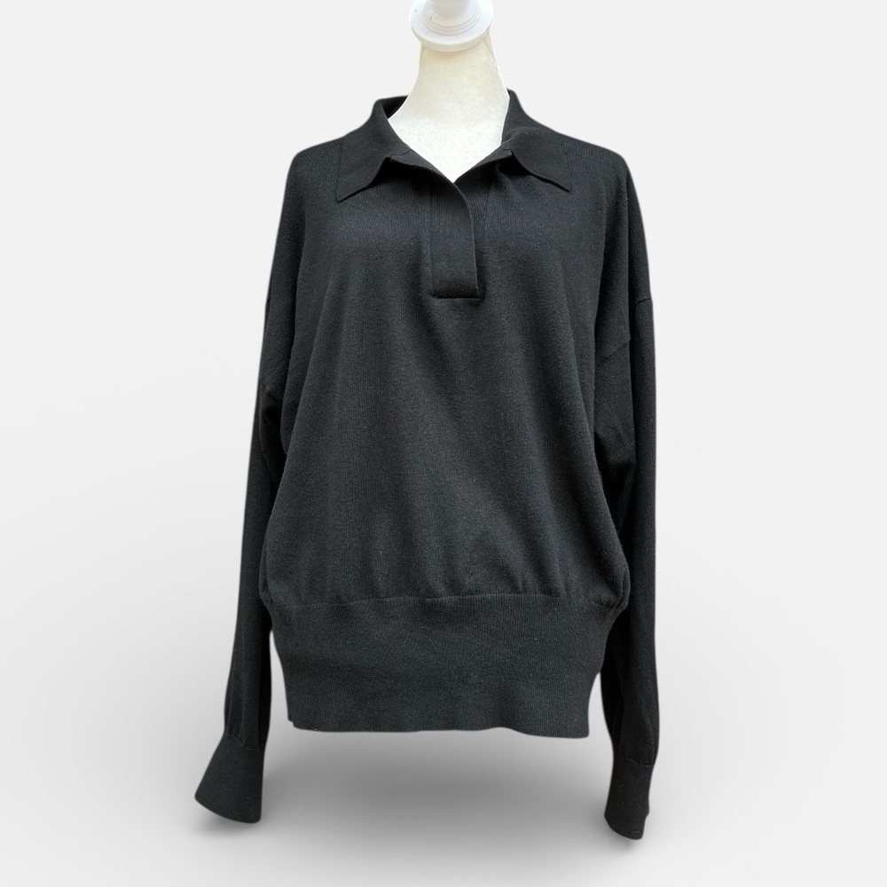 Alex Marie Collared Polo Sweater in Black Size XL - Picture 3 of 9